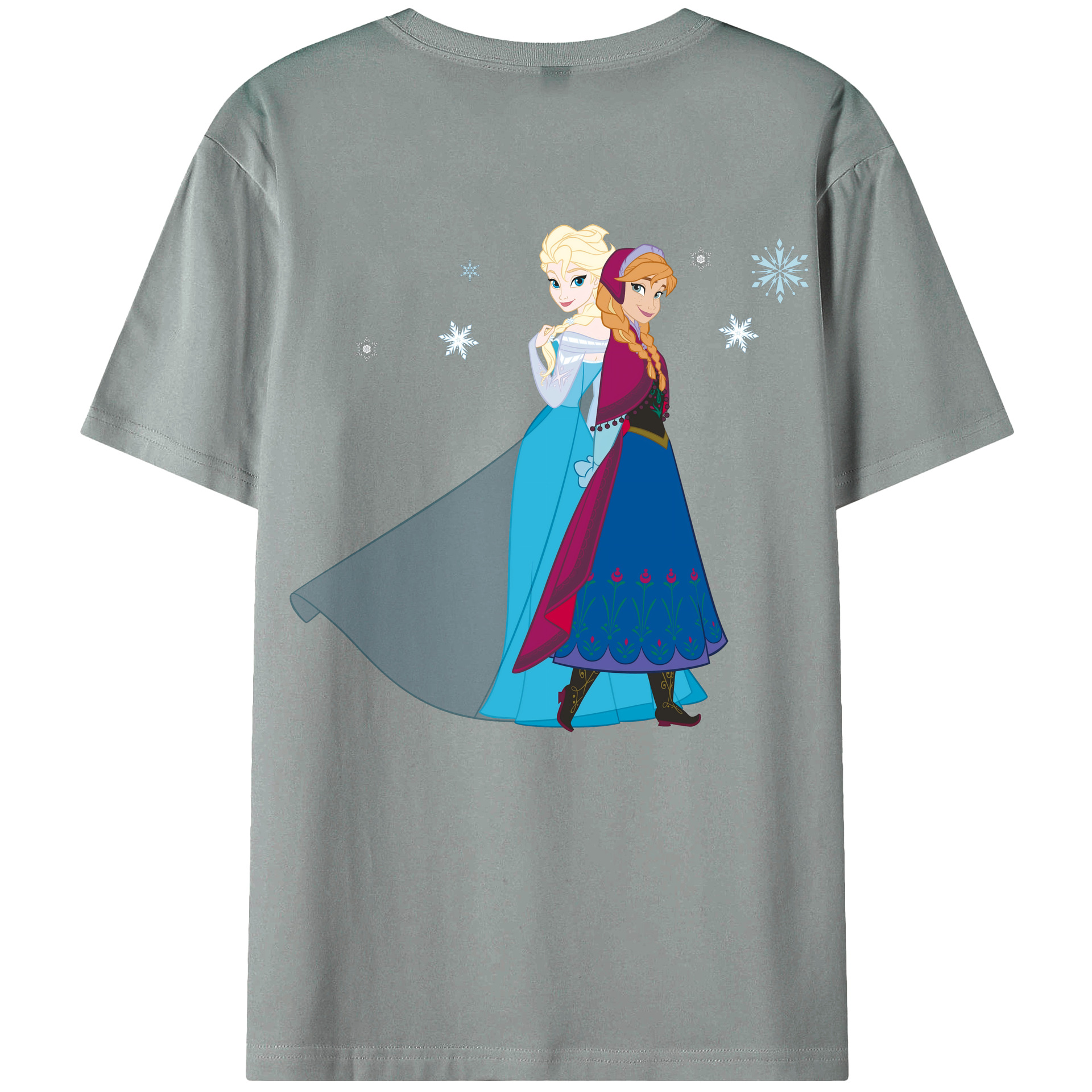 （画像用） アナと雪の女王 アンナ エルサ Frozen Anna Elsa 綿100％ メンズ半袖Tシャツ（バックプリント） 通気性